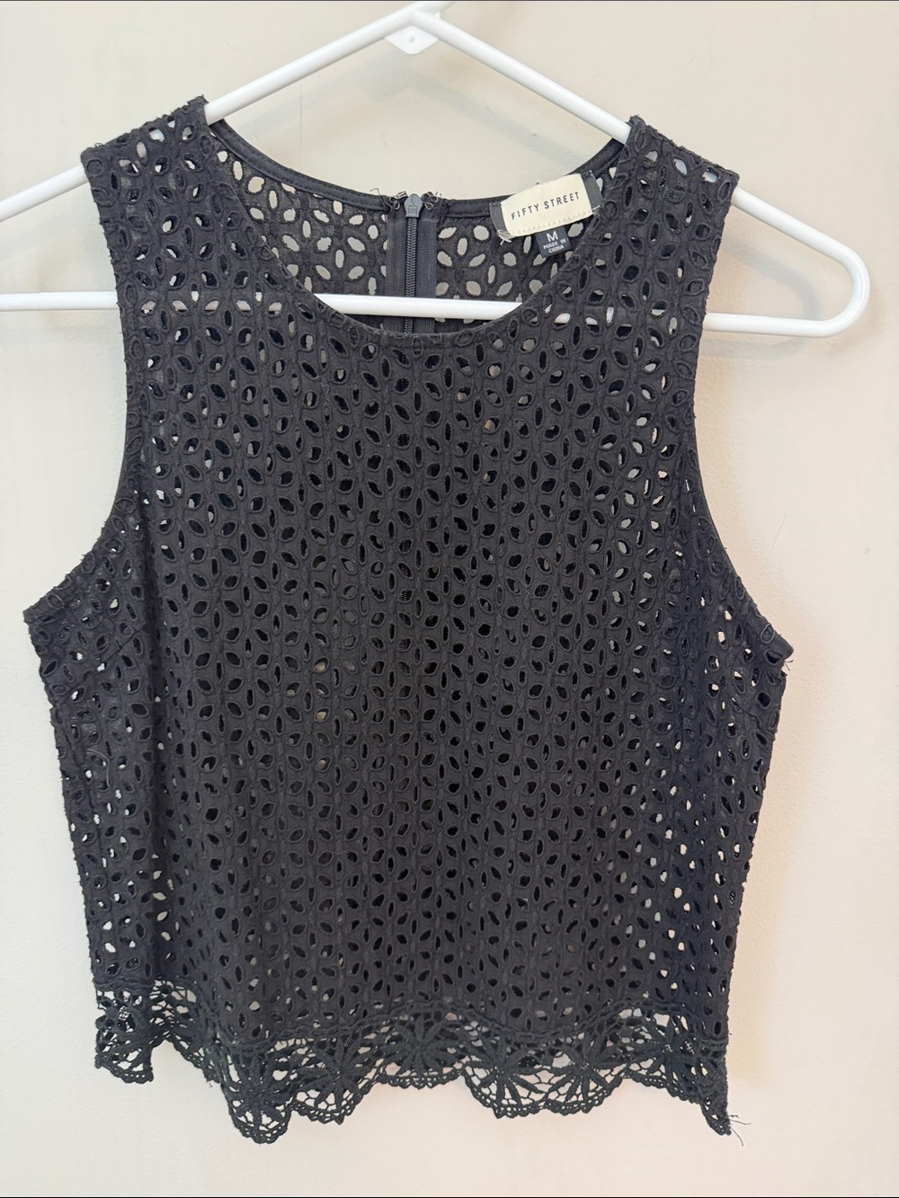 Fifty Street Black Crochet Eyelet Camisole